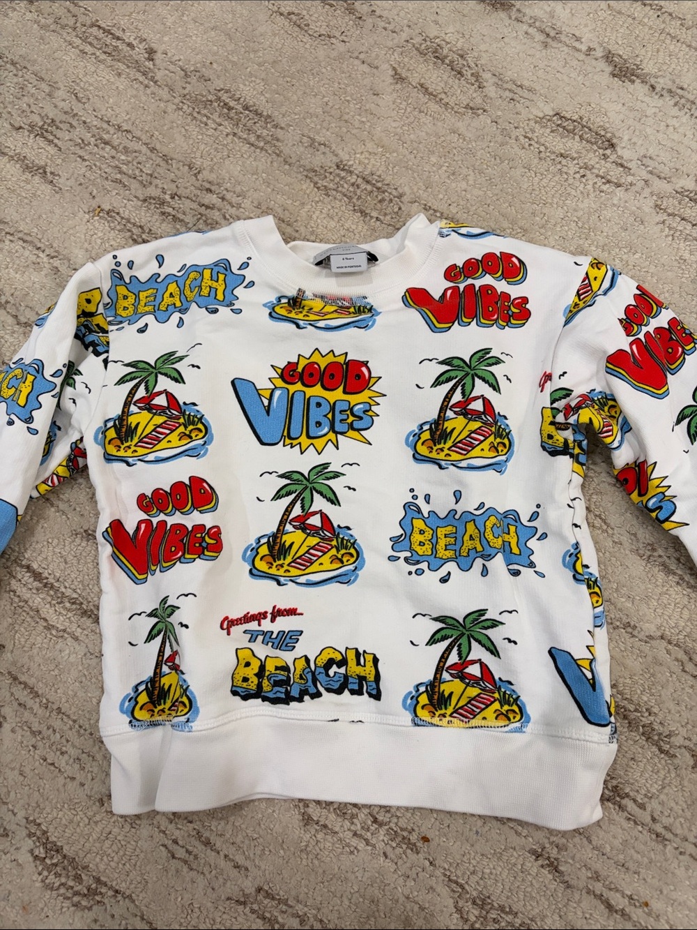 Stella McCartney White 'Good Vibes' & Beach Graphic Sweatshirt